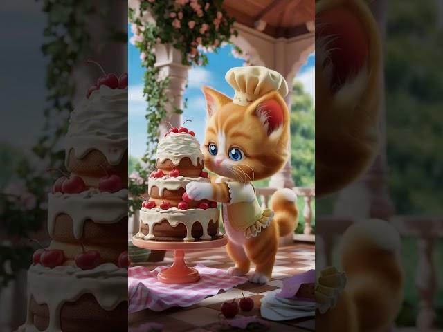 Cake Time with Adorable Kittens! #cat #beautiful #love #food #trending #trendingshorts #trend#like