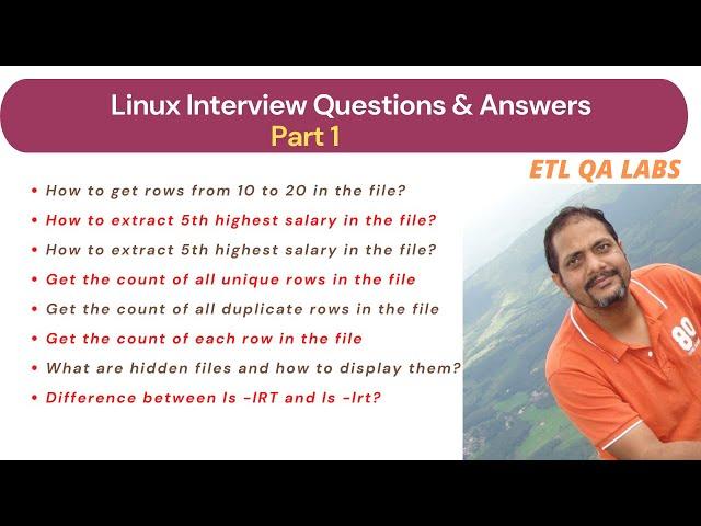 ETL Testing | Unix Interview Questions & Answers | Linux commands interview questions | Part 1