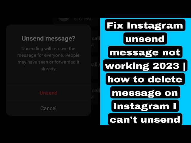 Fix Instagram unsend message not working 2023 | how to delete message on Instagram I can't unsend