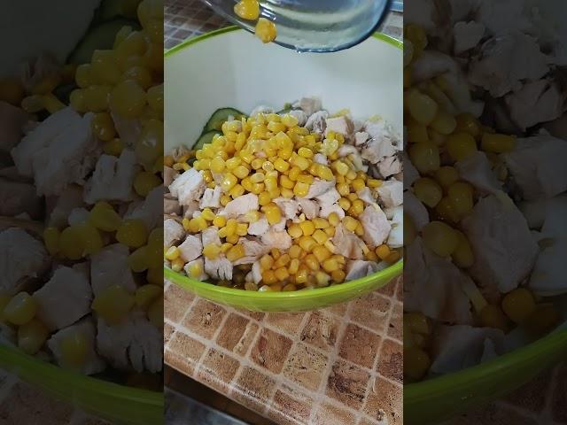салат овощной с курицей, рецепт от кулинара в деревне #salad #food #вкусно #cooking