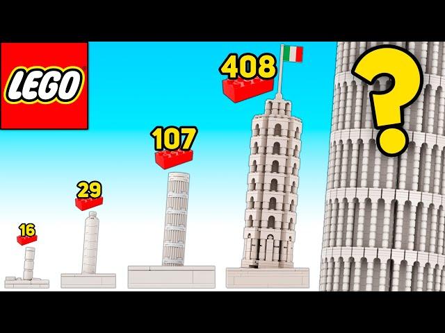 LEGO Leaning Tower of Pisa In Different Scales - Comparison