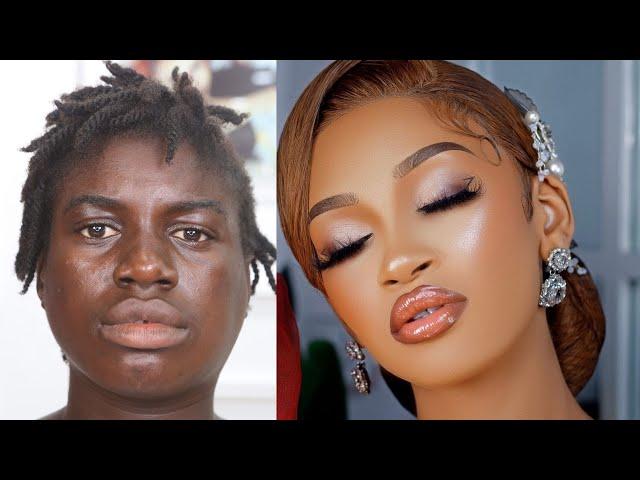 100M VIEWS⬆️ UNBELIEVABLE VIRAL video DARK SKIN MUST WATCH  MAKEUP AND HAIR TRANSFORMATION ️