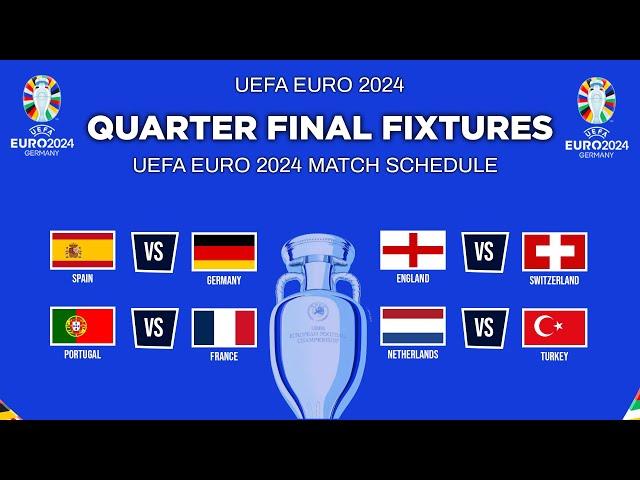 UEFA EURO 2024 Quarter Final FIXTURES & SCHEDULE - Match Schedule EURO 2024 Quarter Final