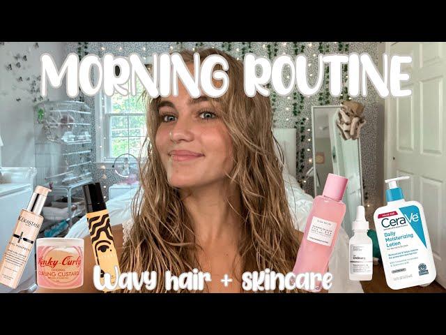 MORNING ROUTINE!! Skincare + trying Gretas wavy hair routine