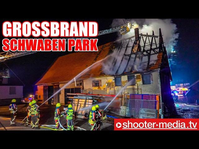   GROSSBRAND im SCHWABEN PARK   | Großeinsatz mit Drehleiter aus Welzheim | Glatteis