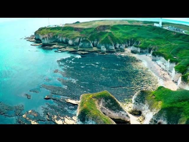 Flamborough Head Light House And Coast Line From A Birds Eye View.