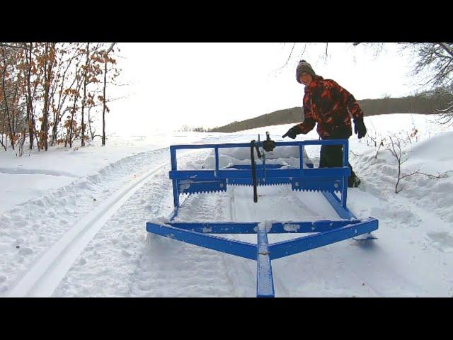 Grooming Cross Country Ski Trails With Homemade And Commercial Groomer!  ABR Trails Groomer.