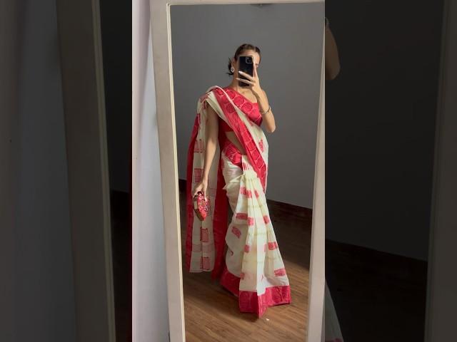 Durga Puja Saree Drape ️ #saree #indianwear #ootd