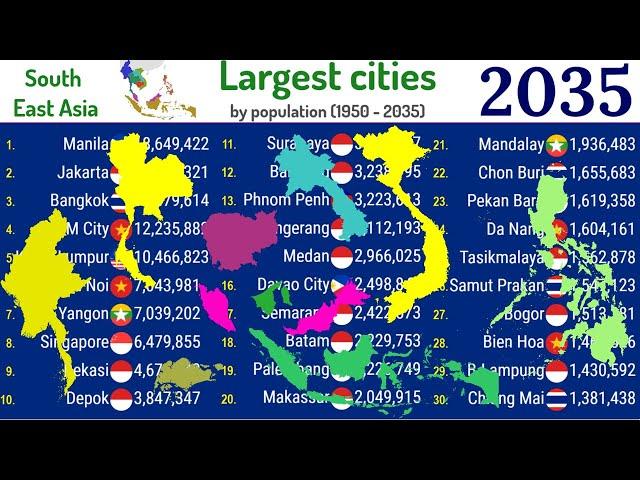 30 largest cities in South East Asia (1950-2035) |TOP 10 Channel