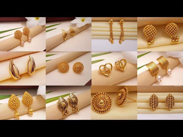 Stud Gold Earrings Designs with Price and Weight || Gold Studs Designs| Indhus Jewellery collection