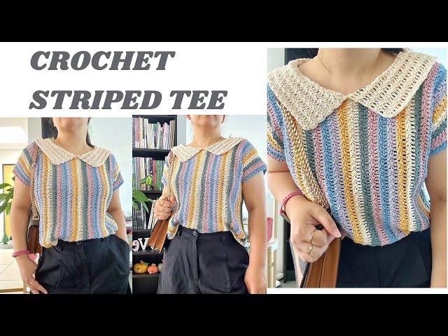 CROCHET STRIPE TEE | CROCHET TOP | CROCHET BY BEV