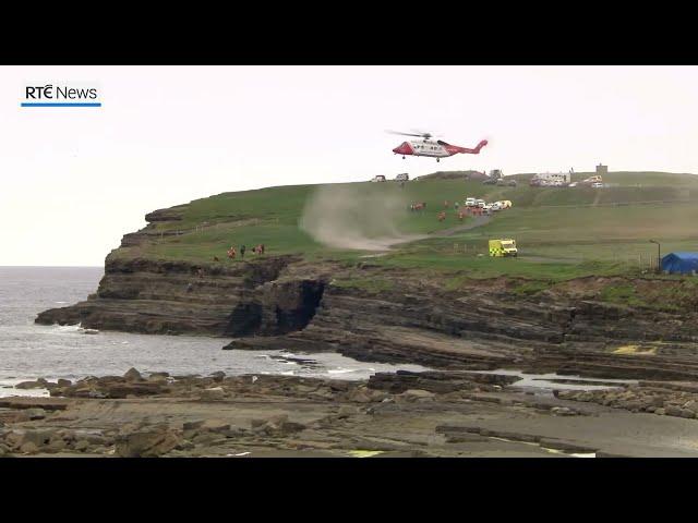 Footage of the 22-hour operation to rescue a man trapped in a sea cave in Mayo