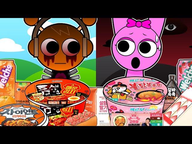 Incredibox Sprunki - Oren VS Pinki Convenience Store ORANGE PINK MUKBANG | Incredibox Animation