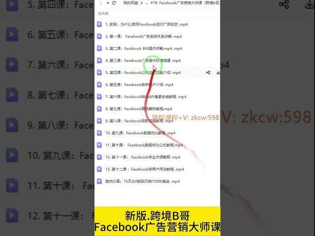 新版 跨境B哥Facebook广告营销大师课【领取课程+V：zkcw598】