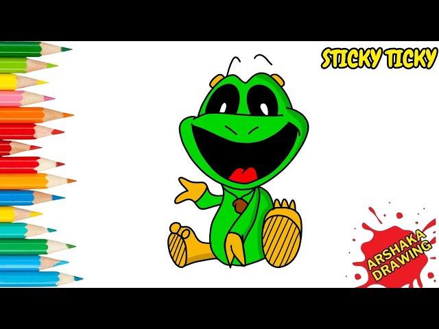 How to Draw Sticky Ticky from Smiling Critters Easy Step by Step | Arshaka Drawing