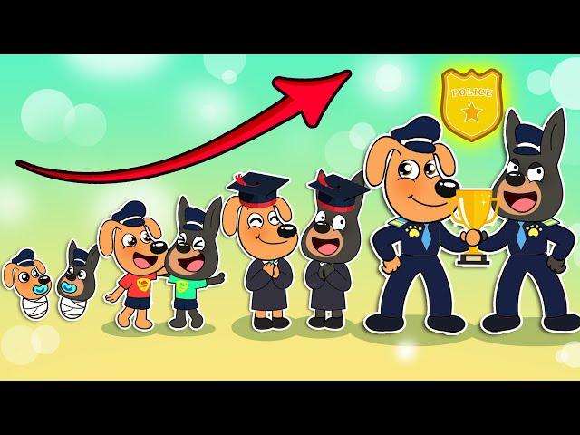 Labrador and Dobermann Grow Up Together - Very Happy Story | Sheriff Labrador Police Animation