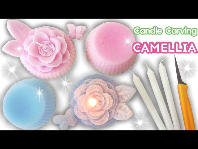 CANDLE CARVING | Camellia | How to Make Soft Candle | EASY | DIY | Satisfying |