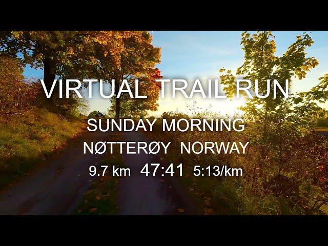 Virtual Trail Run - Nøtterøy Norway - Morning Golden Hour - Autumn - Treadmill
