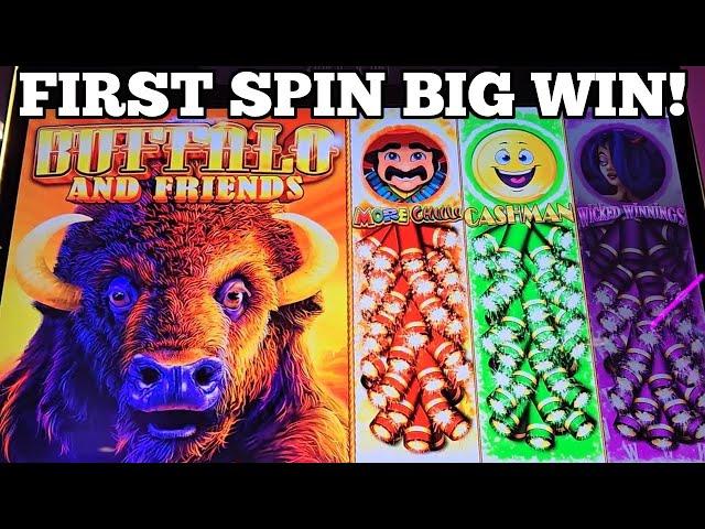 FIRST SPIN BIG WIN BONUS BUFFALO AND FRIENDS SLOT | Las Vegas Slots | Harrah's Casino #casino #slots