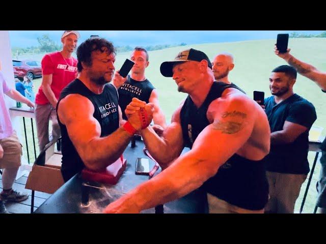 Devon Larratt vs Paul Linn East&West finals after pull #devonlarratt #armwrestling #eastvswest #1v1