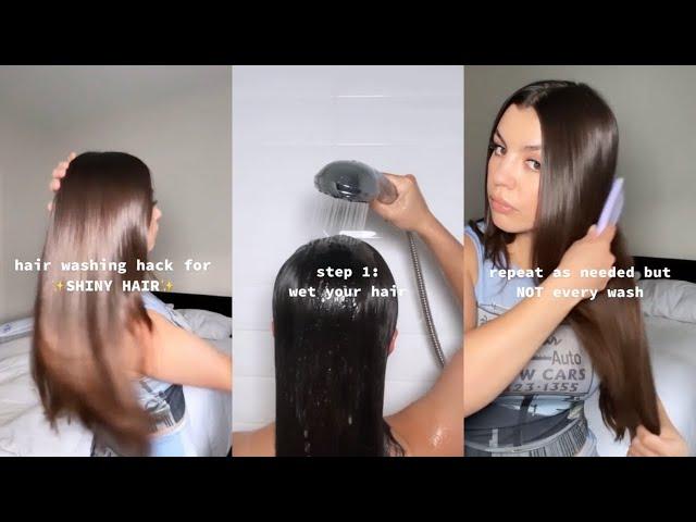 HAIR WASHING HACK FOR SHINY HAIR #HAIRWASH #HAIR #SHORTS