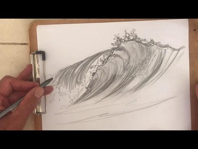 Draw a Breaking Wave Easily! Sketching video - Jim Freeheart #drawing #waves #sketch #art