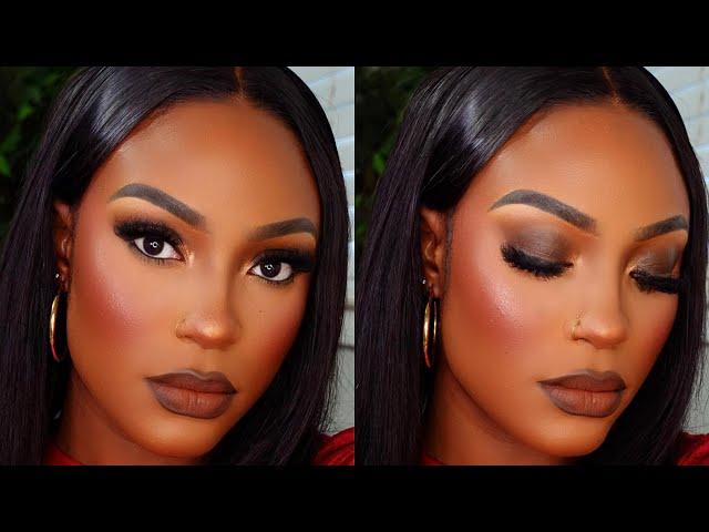 FULL FACE  MAKEUP TUTORIAL USING AFFORDABLE MAKEUP PRODUCTS UNDER $20 #brownskin #darkskin