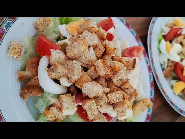 The most delicious salad  Caesar. By the way, it's a masterpiece in pita 