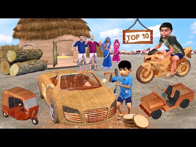 Mini Wooden Vehicles Toys Comedy Videos Collection Hindi Stories Garib Ki Kahani Bedtime Moral Story