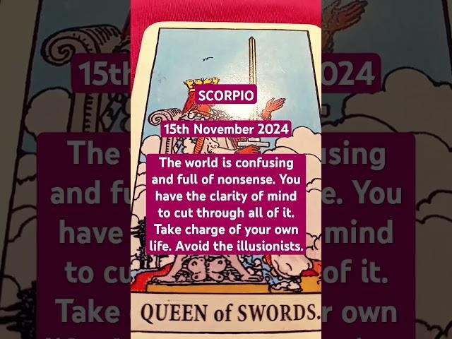 SCORPIO Daily Tarot Card Reading 15th November 2024 #Tarot #SCORPIO #tarotscope #horoscope #today 