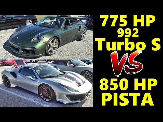 PORSCHE vs FERRARI !! 850 HP  PISTA vs 775 HP 992 TURBO S - Drag Race - Who WINS? BATTLE OF THE CABS