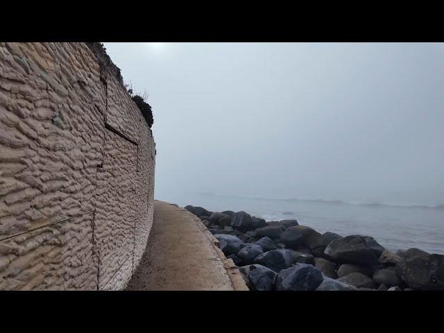 Calm Cozy Foggy Beach Walk 4K UHD 60FPS - Loop walk SoCal San Diego Area #walk #mood #beach