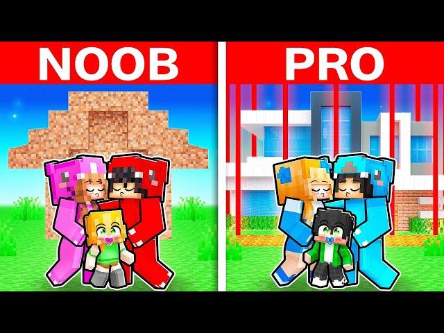 Minecraft NOOB vs PRO: SAFEST SECURITY HOUSE BUILD CHALLENGE TO PROTECT FAMILY