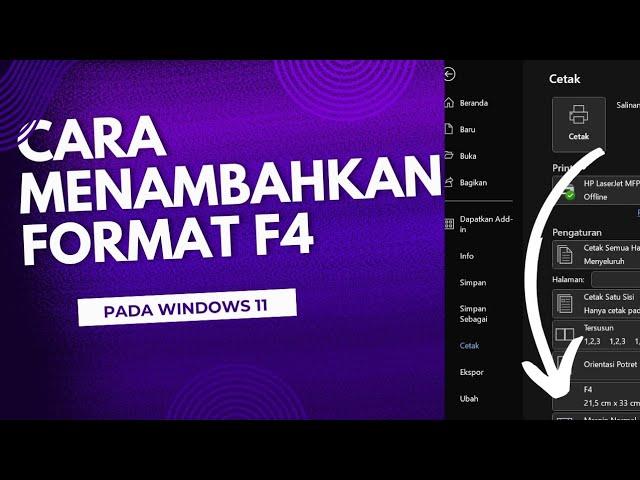 Cara Menambahkan Format F4 Folio Di Microsoft Office Excel Word dan PPT