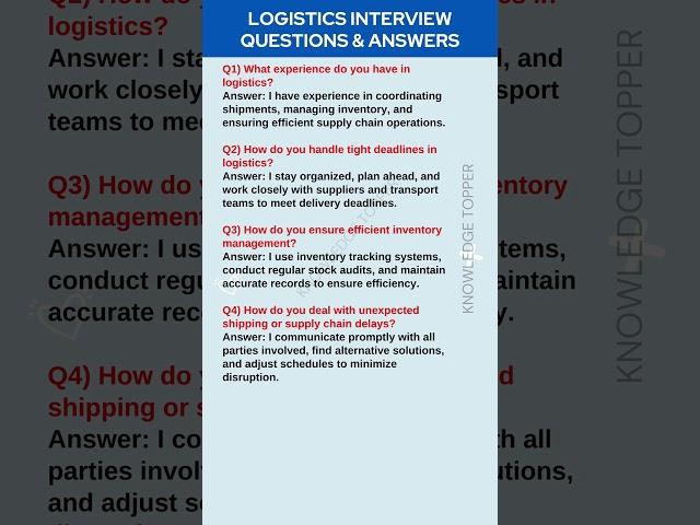 Logistics Interview Questions and Answers