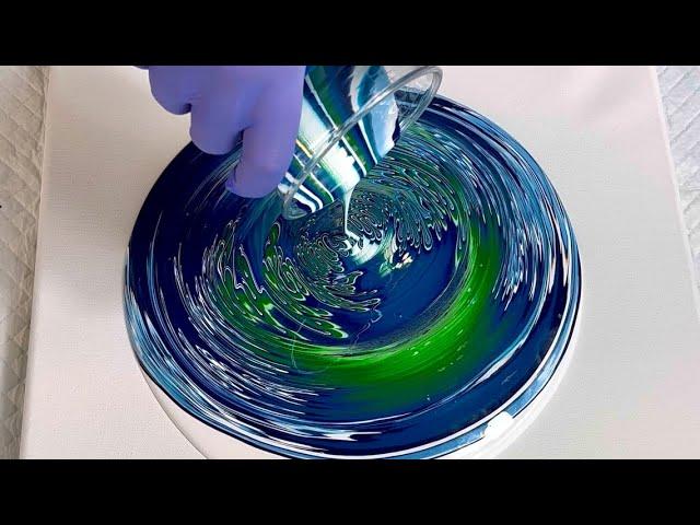 Stunning Swirly Greens And Blues - Wrecked Galaxy Pour - Fluid Art