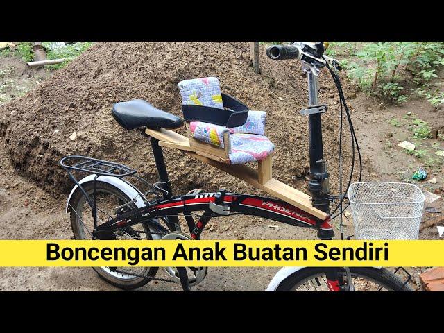 cara membuat boncengan anak dari kayu di sepeda lipat