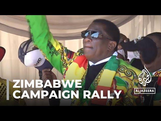 Zimbabwe election: President Mnangagwa holds a rally in the capital