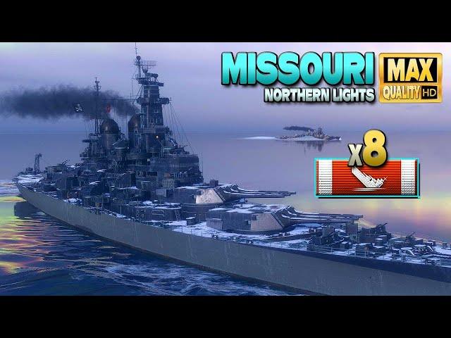 Battleship Missouri: 8 ships destroyed on map Northern Lights