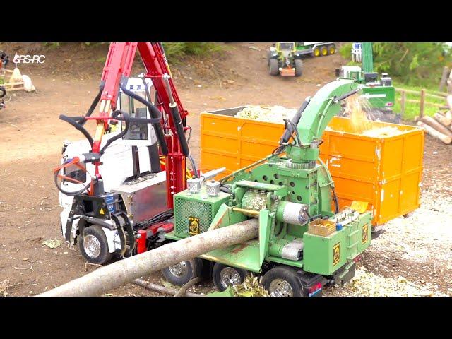 MINDBLOWING RC WOOD HANDLING & RC WOOD CHOPPER//  RC TRUCK LONG WOOD TRANSPORT// RC LUMBERJACK