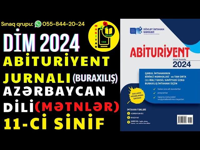 DİM ABİTURİYENT JURNALI 2024 11-ci sinif Azərbaycan Dili MƏTNLƏR MODEL Testlər (Xüsusi Buraxılış)