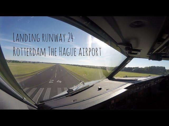 Approach and landing runway 24 Rotterdam The Hague airport (RTM EHRD)
