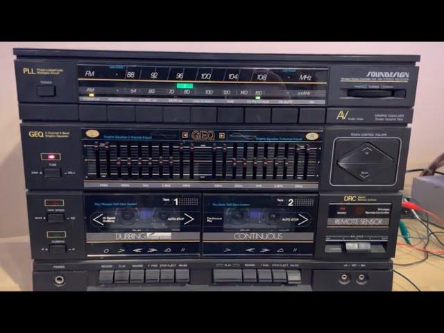 Soundesign 5877 Compact Stereo from 1988 paired with Pioneer HPM-100’s