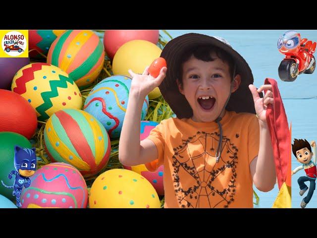 Alonso Crazy Cars Easter compilation plus Paw Patrol Ricky Zoom PJ Masks and farm toys