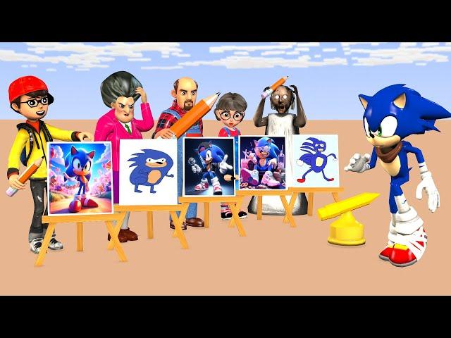 Scary Teacher 3D vs Squid Game Help Herobrine Nick Drawing Sonic Hedgehog 5 Times Challenge