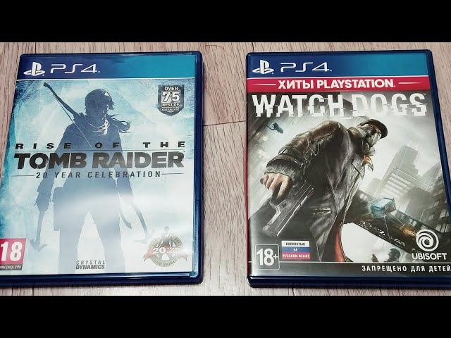 Распаковка новых (старых) дисков - Watch Dogs и Rise Of The Tomb Rider PS4