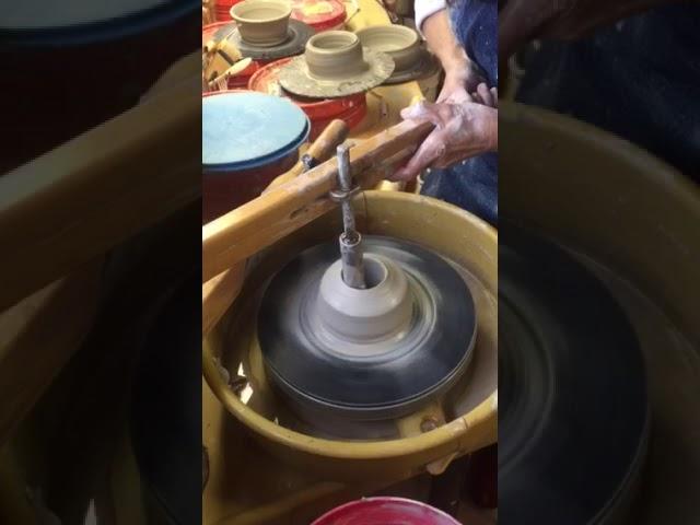 Centering platter demo with the strong arm pottery tool