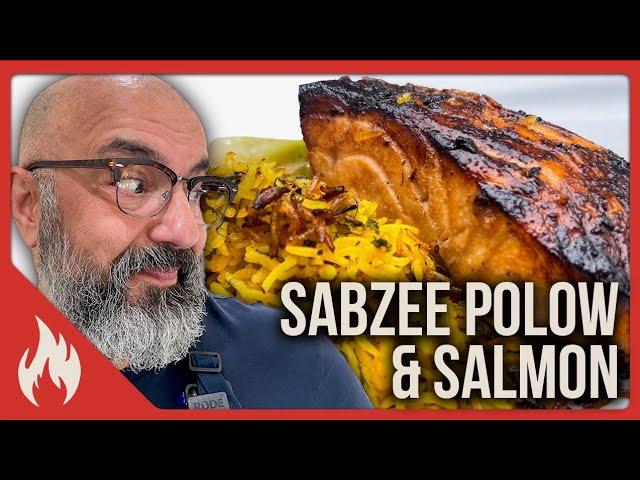 Sabzee Polow and Salmon (Persian New Year Dish) - سبزی پلو اصیل ایرانی با ماهی سَلمون به سبک شرق دور