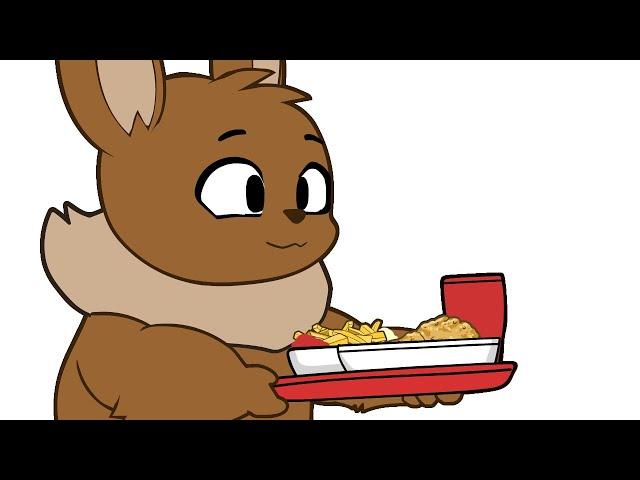 Brown Fluffy Dog orders Fast food