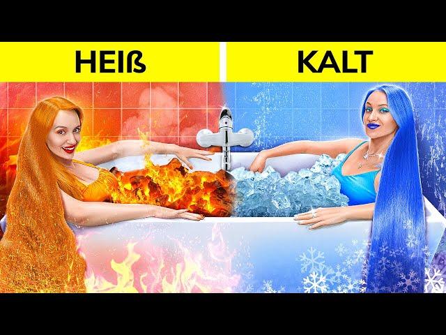 HEIß VS KALT MÄDCHEN  Essen-Challenge im Gefängnis ️ Feuer- vs Eis-Mädchen von 123GO! TRENDS